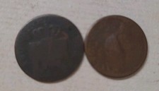 2 alte Münzen in schlechtem
