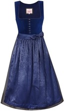 MarJo Samt Dirndl Rögling tinte dunkelblau anthrazit Midi 70 cm Gr. 36 38