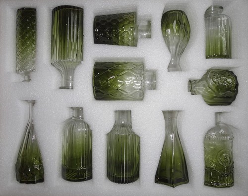 Glasvasen set kleine grüne - glasvasen-set,,