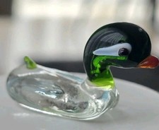 Vintage Glasfigur Ente –  bunte Glaskunst, Mundgeblasenes. Glas. 