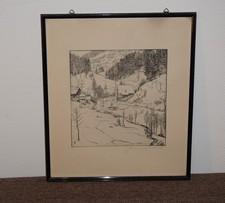 Radierung Hans Thoma Hütten