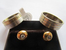 Edles Schmucksortiment: Partnerringe & Ohrstecker mit Stein hartvergoldet neu!