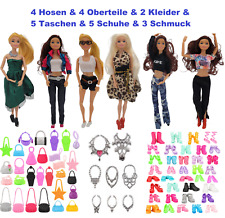Konvolut  Kleidung Zubehör Set für Barbie Puppe Hose Jacke Schuhe Tasche Schmuck