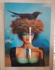 Gemälde „Im Schutz der blauen Feder“ von Michael Becker aus dem Jahr...