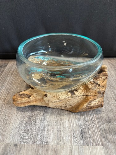 Schale glas auf - glas, teakwurzel