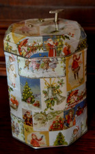 Blechdose Dose Blech mit Spieluhr 8eckig XMAS / WEIHNACHTEN ohne Inhalt alt