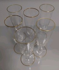 6 hochwertigen Sekt Gläser, Weißwein Gläser, Goldrand, geschliffen, H-17cm.