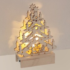 1 X LED Weihnachtsbaum Holz Christbaum 1 LED Fensterdekoration Tannenbaum Baum 