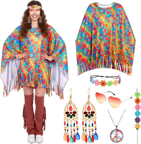 Hippie kostüm damen set 60er - hippie,