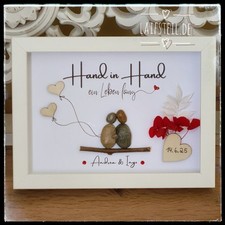 Steinbild❣️"Hand in Hand  " zur HOCHZEIT, Verlobung.. personalisierbar, handmade