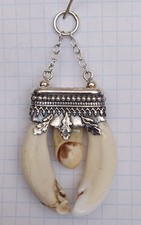 Charivari, Anhänger, Hirsch Grandeln Wildschwein 925 Silber gefasst