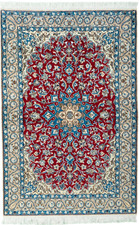 Perserteppich Nain 9 LA mit Seide Fein 200 x 135 cm Top zustand