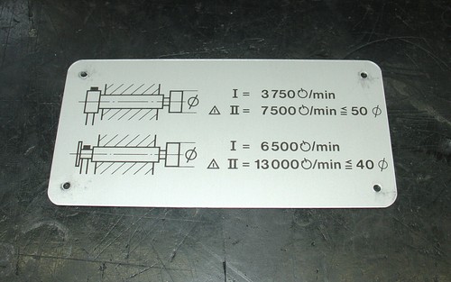 Schild für drehzahl deckel - schild,