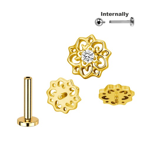 2mm titan blume mit kristall - 1,2mm,
