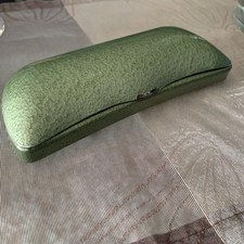 Brillenetui Brillenbox Brillentasche Hartschale grün Metall Vintage