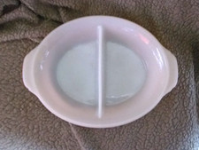 FIRE KING Pfirsich Glanz Geteilt Kasserolle Servierschale Ofengeschirr Glas USA