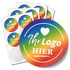 120 personalisierte Aufkleber rund Logo Etiketten Sticker 6 cm Wunschmotiv