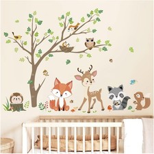 Wandtattoo Waldtiere Baum Set Wandaufkleber  Kinderzimmer Baby