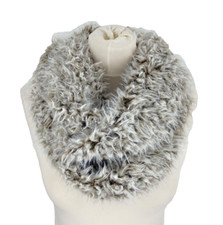Heine Loop Schal Schlauchschal Kunstfell Warm Flauschig Creme Beige Hell Viskose