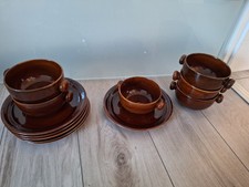 Suppenschüssel Terrine braun Suppentassen VEB Steinzeugwerk Torgau DDR 12 tlg.