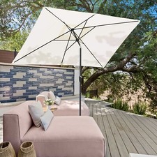 Sekey Aluminium Sonnenschirm Rechteckig 200x300cm Gartenschirm mit Kurbel Creme