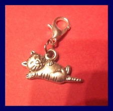 Schlafende Katze Charms Anhänger Kettenanhänger Karabinerverschluß NEU   (a67)