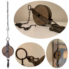 Loft Flaschenzug Schiffsblock 32cm Kette Umlenkrolle Wandhaken Seilzug Vintage
