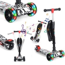 Faltbar Kinderscooter Kinder Roller Dreiradscooter Scooter Cityroller, LED Räder