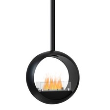 Ethanol Kamin an der Decke hängend Deckenmontage Deckenkamin rund schwarz