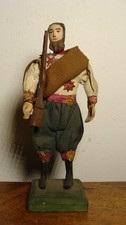 Uralte Barock Kirche Krippe Figur Holz Jäger Gewehr Ornat geschnitzt 18./19.Jh