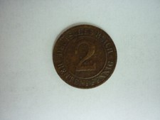 2 RENTEN-PFENNIG /  DEUTSCHES REICH 1924 / BRONZE 3,33 g / Ø 20,00mm- RAND GLATT