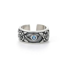 Ring 925 Silber Sterling Zirkonia Blau Herren Damen Sterne Größe Verstellbar