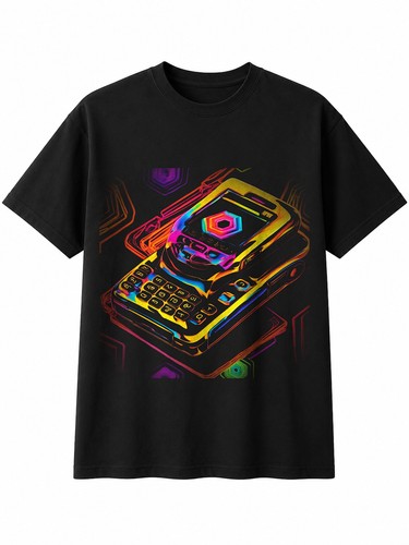Neon flip phone hexagon retro - neon,
