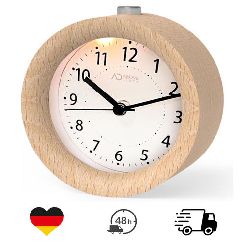 Holz wecker analog ohne ticken - holz,