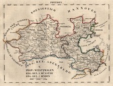 Münster und Minden Original Lithografie Landkarte Schlieben 1830 koloriert