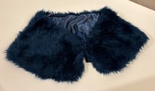 Damen Kunstfell Stola Schall Blau