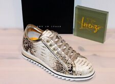 LORENZI Fashion-Sneaker Leder Schnürer Reptil Metallic - Made in Italy - Neu !