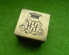 Messingsiegel Pettschaft Grafenkrone 9 Zacken Buchstaben RH