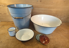 Set Emaille Pflanzgefäß