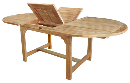 Teak ovalausziehtisch - teak-,