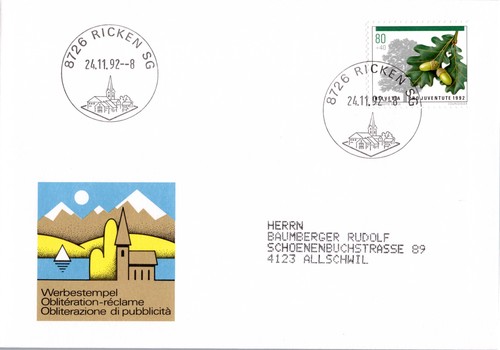 Schweiz brief sst - schweiz, ricken
