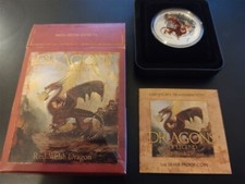 2012 DRAGONS OF LEGEND Tuvalu 1oz Silber PP Red Welsh Dragon/ Drache TOP ZUSTAND