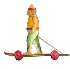 Weihnachten Tannenbaumanhänger Metall Roll Skifahrer Vintage alt Dekoration