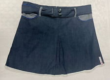 Handgefertigter Damenrock aus Jeansstoff mit Spitze, Blau, Gr. 48