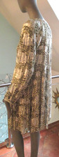 Zara Kleid Gr.M Knielänge Langarm  Beige/Braun/Silber Stufenkleid / Futter