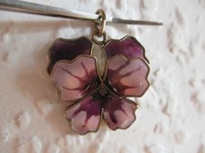 David Andersen 925 Sterling Silber 60er Anhänger Stiefmütterchen lila Norwegen