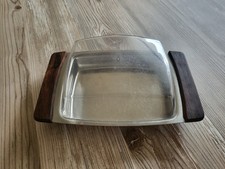 Vintage Edelstahl Butterdose mit Haube und Teak Holz Griffen 60/70iger Jahre