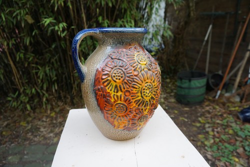 Vase blau grau orange muster - vase,