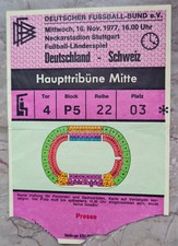 Sammler Ticket 1977 Deutschland - Schweiz DFB Länderspiel