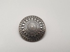 925 Sterling Silber Vintage Tribal Brosche rund gewölbt keltisches Design Unikat
